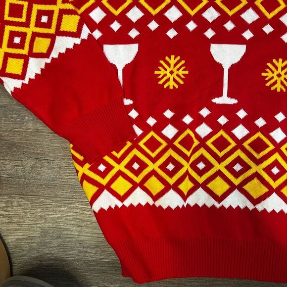 Kahlua Mens Novelty Holiday Sweater Turtle Neck Red Yellow XXL - Picture 5 of 10